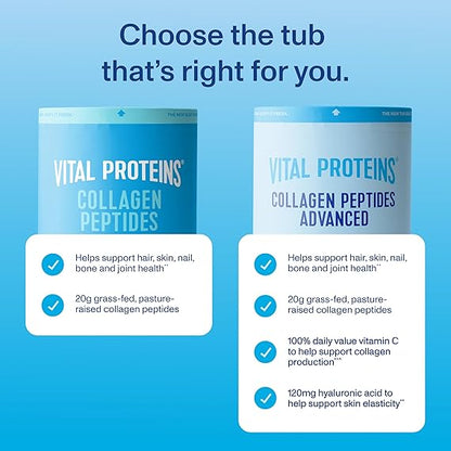 Vital Proteins Collagen Peptides Powder Advanced with Hyaluronic Acid & Vitamin C - 20oz Collagen Protein, Unflavored, 27 Servings