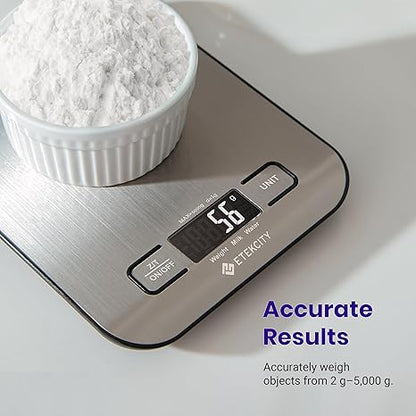 Etekcity Food Kitchen Scale, Digital Grams and Ounces for Weight Loss, Baking, Cooking, Keto and Meal Prep, LCD Display, Medium, 304 Stainless Steel