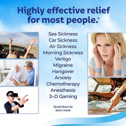 Sea-band Anti-Nausea Acupressure Wristband for Motion & Morning Sickness, 1 Pair, Black