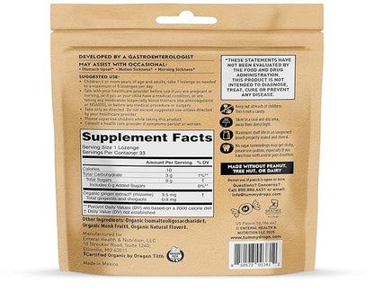 Tummydrops, No Sugar Spicy Ginger Flavor, Gluten Free & Vegan, 33 Individually Wrapped Organic Ginger Lozenges Made with Organic Monkfruit