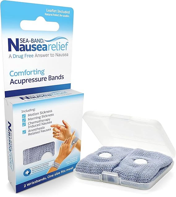 Sea-band Anti-Nausea Acupressure Wristband for Motion & Morning Sickness, 1 Pair, Black