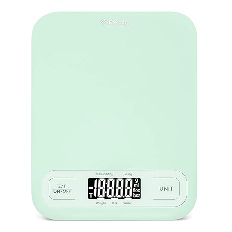 Etekcity Food Kitchen Scale, Digital Grams and Ounces for Weight Loss, Baking, Cooking, Keto and Meal Prep, LCD Display, Medium, 304 Stainless Steel